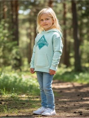 Roots Kids Mint Green Pullover Hoodie Fleece Pockets Graphic Logo Girls 5-6Y